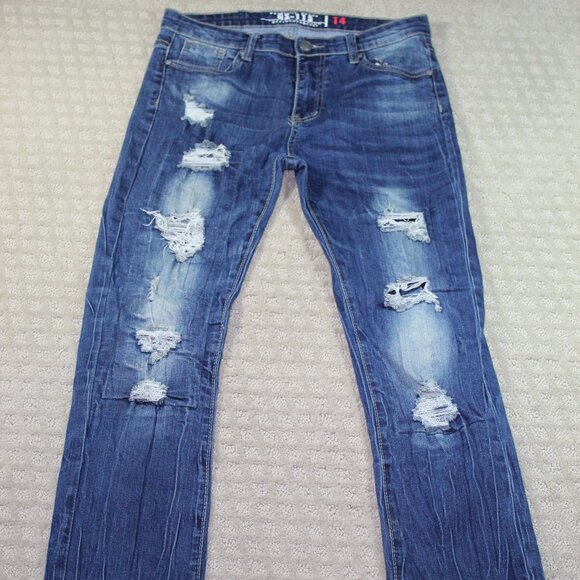 GS 115 Boys Size 14 Distressed Blue Jeans - LIKE NEW - Picture 1 of 5